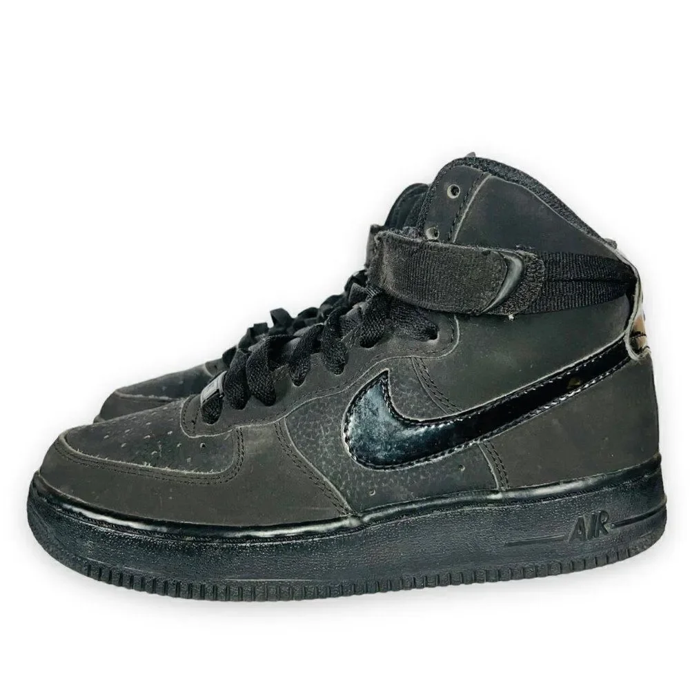 Nike Air Force 1 High GS AF1 'Triple Black' 653998-001 Youth 4‎